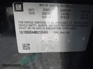 2011 Chevrolet Volt with VIN 1G1RD6E44BU100469, listed as a IAAI auction lot 41749871 with 163,903 mi miles. Bid and sale history available at carsss.com. Image 9.