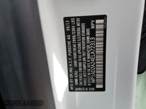 2014 Porsche Cayenne GTS with VIN WP1AD2A24ELA72313, listed as a Copart auction lot 51262095 with 71,905 mi miles and Salvage title. Bid and sale history available at DreamBid. Image 13.