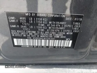 2019 Subaru Outback Premium с VIN 4S4BSAHC4K3287041, выставлен на аукционе IAAI как лот 42312912 с пробегом 52 726 миль миль и . История ставок и продаж доступна на DreamBid. Изображение 9.
