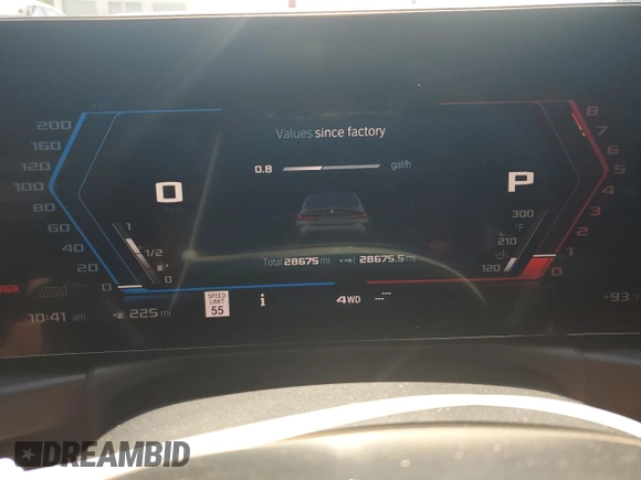 2023 BMW M3 Competition xDrive with VIN WBS43AY08PFN58052, listed as a Copart auction lot 57054885 with 28,675 mi miles and Salvage title. Bid and sale history available at DreamBid. Image 9.