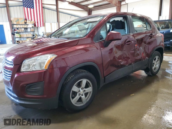 2016 Chevrolet Trax LS z VIN 3GNCJNSB5GL257875, wystawiony jako Copart lot #49535085 z przebiegiem 125 556 mil mil oraz Szkoda całkowita • Salvage title. Historia ofert i sprzedaży dostępna na DreamBid. Obrazek 1.