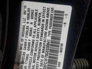 2016 Honda Civic EX-L z VIN 19XFC1F70GE030841, wystawiony jako Copart lot #54308115 z przebiegiem 47 239 mil mil oraz Szkoda całkowita • Salvage title. Historia ofert i sprzedaży dostępna na DreamBid. Obrazek 13.