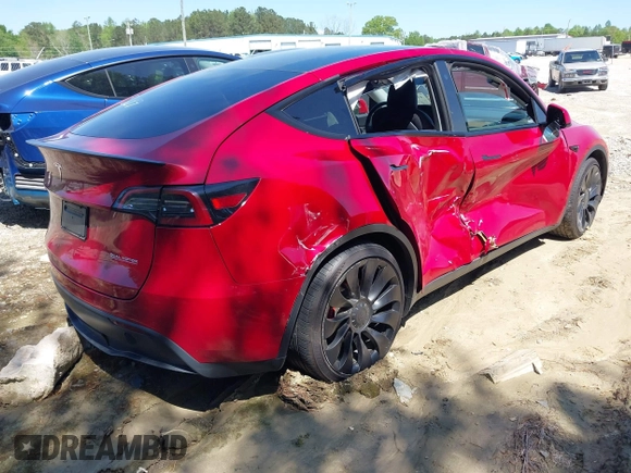 2022 Tesla Model Y Performance with VIN 7SAYGDEFXNF513951, listed as a IAAI auction lot 41986001 with 37,225 mi miles and . Bid and sale history available at DreamBid. Image 4.