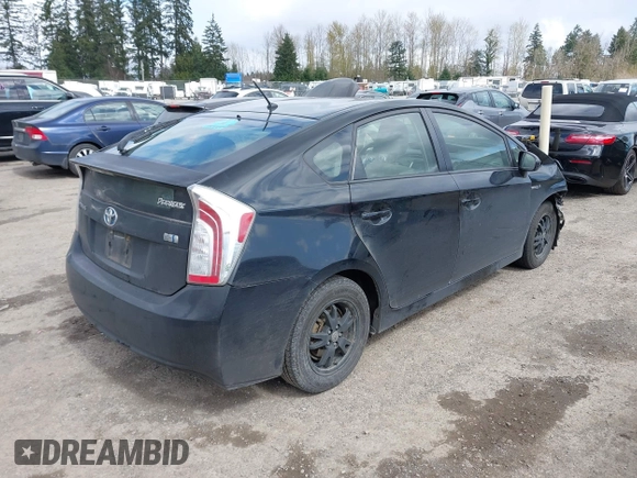 2013 Toyota Prius One with VIN JTDKN3DU9D1721670, listed as a IAAI auction lot 41945657 with 188,450 mi miles. Bid and sale history available at carsss.com. Image 4.