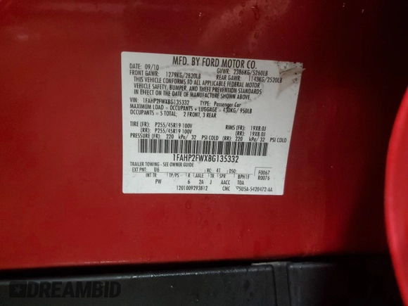2011 Ford Taurus Limited with VIN 1FAHP2FWXBG135332, listed as a Copart auction lot 50978995 with 175,354 mi miles and Salvage Title. Bid and sale history available at carsss.com. Image 12.
