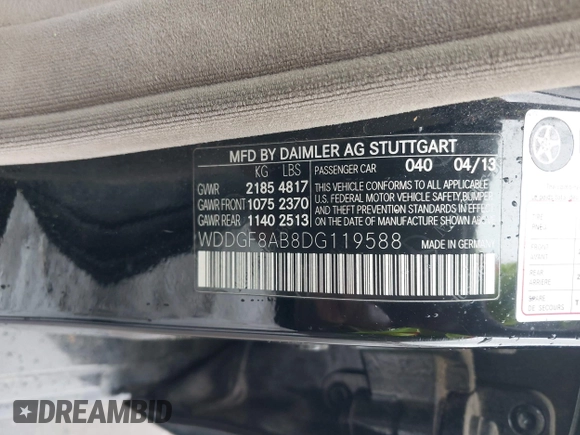2013 Mercedes-Benz C 300 Sport with VIN WDDGF8AB8DG119588, listed as a IAAI auction lot 42648564 with 154,788 mi miles and . Bid and sale history available at DreamBid. Image 9.