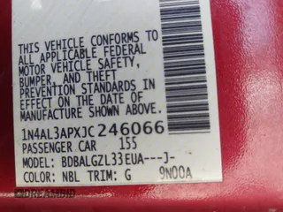 2018 Nissan Altima SV with VIN 1N4AL3APXJC246066, listed as a IAAI auction lot 42062713 with 134,644 mi miles and . Bid and sale history available at carsss.com. Image 9.