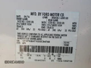 2016 Ford Explorer Platinum with VIN 1FM5K8HT1GGC84748, listed as a Copart auction lot 48681925 with 159,968 mi miles and Clean Title. Bid and sale history available at DreamBid. Image 13.