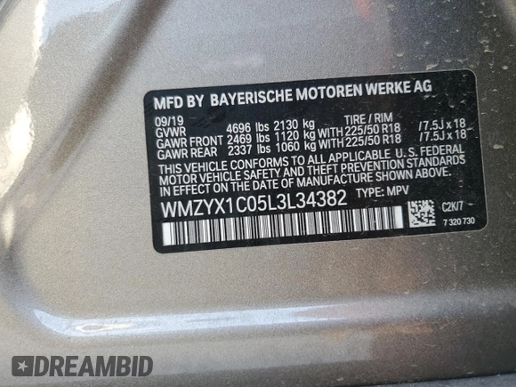 2020 MINI Countryman Cooper S with VIN WMZYX1C05L3L34382, listed as a Copart auction lot 48889495 with 43,183 mi miles and Salvage title. Bid and sale history available at DreamBid. Image 13.
