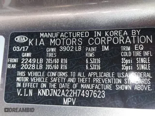 2017 Kia Soul with VIN KNDJN2A22H7497623, listed as a IAAI auction lot 41898439 with 105,719 mi miles. Bid and sale history available at carsss.com. Image 9.