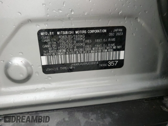 2024 Mitsubishi Outlander Sport S with VIN JA4ARUAU5RU006914, listed as a Copart auction lot 52618065 with 28,013 mi miles and Salvage Title. Bid and sale history available at carsss.com. Image 13.