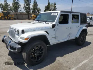 2023 Jeep Wrangler Sahara with VIN 1C4JJXP63PW605027, listed as a Copart auction lot 57353425 with 27,693 mi miles and Salvage title. Bid and sale history available at DreamBid. Image 1.