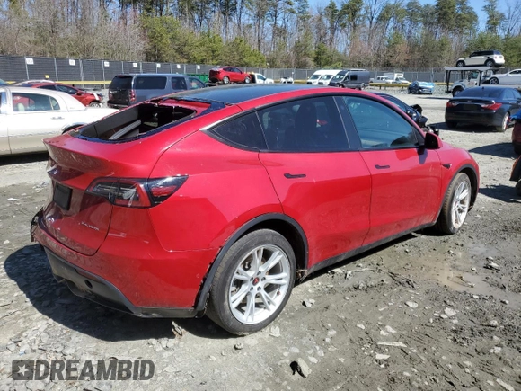 2021 Tesla Model Y Long Range with VIN 5YJYGAEE4MF260627, listed as a Copart auction lot 49091655 with 67,850 mi miles and Salvage Title. Bid and sale history available at DreamBid. Image 3.