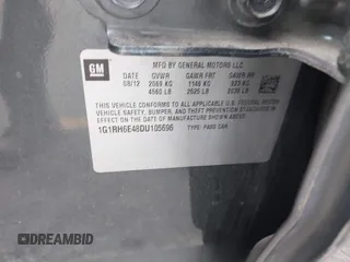 2013 Chevrolet Volt with VIN 1G1RH6E48DU105696, listed as a IAAI auction lot 42121876 with 135,666 mi miles and . Bid and sale history available at carsss.com. Image 9.