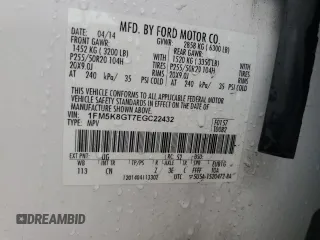 2014 Ford Explorer Sport с VIN 1FM5K8GT7EGC22432, выставлен на аукционе Copart как лот 43033565 с пробегом 133 210 миль миль и Чистый • Clean title. История ставок и продаж доступна на DreamBid. Изображение 13.