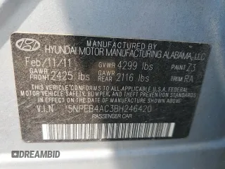 2011 Hyundai Sonata GLS z VIN 5NPEB4AC3BH246420, wystawiony jako Copart lot #60314015 z przebiegiem 162 893 mil mil oraz Szkoda całkowita • Salvage title. Historia ofert i sprzedaży dostępna na DreamBid. Obrazek 12.
