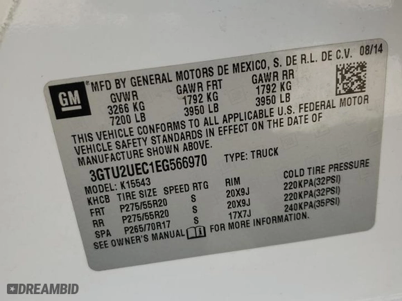 2014 GMC Sierra 1500 SLE with VIN 3GTU2UEC1EG566970, listed as a Copart auction lot 48590515 with 191,066 mi miles and Salvage Title. Bid and sale history available at carsss.com. Image 13.