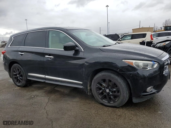2013 Infiniti JX35 with VIN 5N1AL0MM1DC318671, listed as a Copart auction lot 47929685 with 205,425 mi miles and Salvage Title. Bid and sale history available at carsss.com. Image 4.