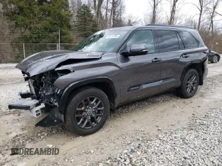 2023 Toyota Sequoia SR5 with VIN 7SVAAABA0PX005655, listed as a Copart auction lot 48110165 with 27,290 mi miles and Salvage Title. Bid and sale history available at carsss.com. Image 1.