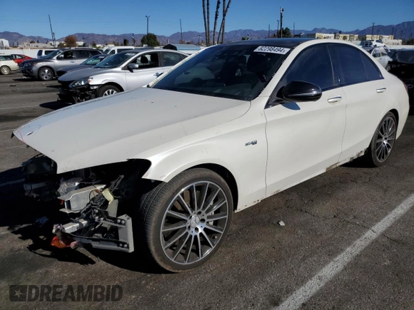 2018 Mercedes-Benz C 43 AMG with VIN 55SWF6EB9JU240378, listed as a Copart auction lot 82298494 with 79,513 mi miles and Salvage Title. Bid and sale history available at carsss.com. Image 1.