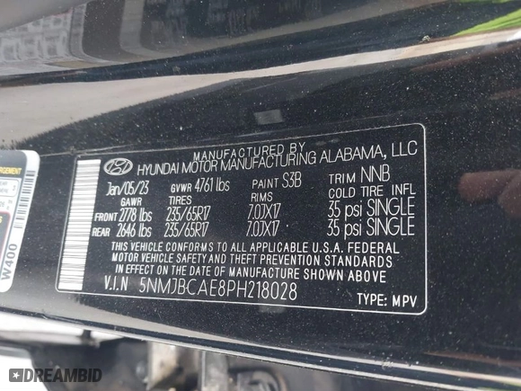 2023 Hyundai Tucson SEL with VIN 5NMJBCAE8PH218028, listed as a IAAI auction lot 41685150 with 44,086 mi miles. Bid and sale history available at carsss.com. Image 9.