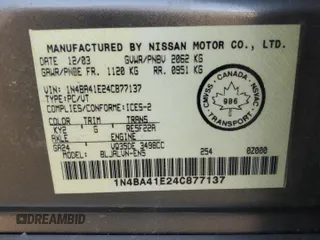 2004 Nissan Maxima SE z VIN 1N4BA41E24C877137, wystawiony jako Copart lot #52534115 z przebiegiem 219 798 mil mil oraz Szkoda całkowita • Salvage title. Historia ofert i sprzedaży dostępna na DreamBid. Obrazek 12.