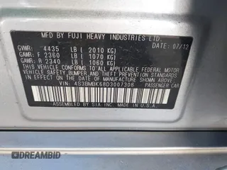 2013 Subaru Legacy Limited with VIN 4S3BMBK68D3007308, listed as a IAAI auction lot 42181956 with 178,852 mi miles and . Bid and sale history available at DreamBid. Image 9.