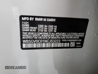2022 BMW M8 Competition z VIN WBSGV0C01NCJ53223, wystawiony jako Copart lot #76250753 z przebiegiem 25 966 mil mil oraz . Historia ofert i sprzedaży dostępna na DreamBid. Obrazek 13.