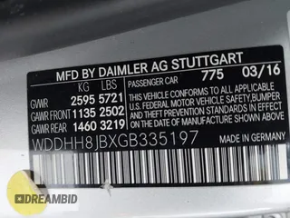 2016 Mercedes-Benz E-Class E 350 Luxury with VIN WDDHH8JBXGB335197, listed as a IAAI auction lot 41344354 with 96,164 mi miles. Bid and sale history available at carsss.com. Image 9.