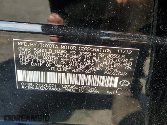 2013 Lexus LS 460 с VIN JTHCL5EF9D5016512, выставлен на аукционе Copart как лот 65181905 с пробегом 180 938 миль миль и Списание • Salvage title. История ставок и продаж доступна на DreamBid. Изображение 12.