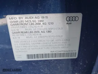 2016 Audi Q5 Premium with VIN WA1C2AFP0GA053619, listed as a IAAI auction lot 41839925 with 186,862 mi miles. Bid and sale history available at carsss.com. Image 9.