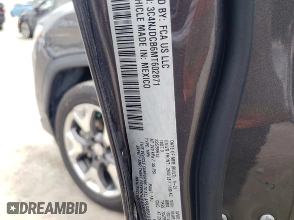 2021 Jeep Compass Limited z VIN 3C4NJDCB6MT602871, wystawiony jako Copart lot #64668185 z przebiegiem 71 822 mil mil oraz Szkoda całkowita • Salvage title. Historia ofert i sprzedaży dostępna na DreamBid. Obrazek 13.