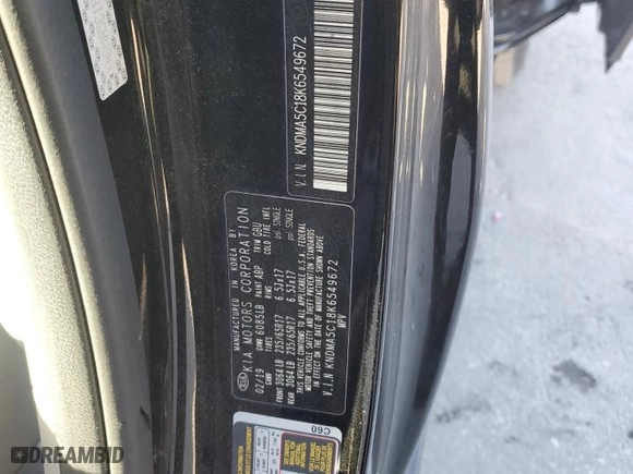 2019 Kia Sedona L with VIN KNDMA5C18K6549672, listed as a Copart auction lot 86300784 with 98,526 mi miles and Clean Title. Bid and sale history available at carsss.com. Image 13.