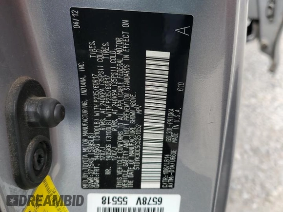 2012 Toyota Sienna XLE AAS z VIN 5TDYK3DC5CS251052, wystawiony jako Copart lot #63633905 z przebiegiem 204 013 mil mil oraz Czysty tytuł • Clean title. Historia ofert i sprzedaży dostępna na DreamBid. Obrazek 13.