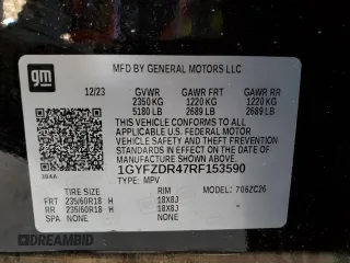 2024 Cadillac XT4 AWD Premium Luxury with VIN 1GYFZDR47RF153590, listed as a Copart auction lot 42846045 with 2,261 mi miles and Salvage title. Bid and sale history available at DreamBid. Image 12.