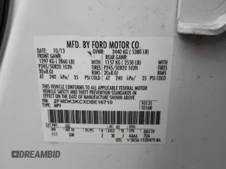 2013 Ford Edge Limited with VIN 2FMDK3KCXDBE16710, listed as a Copart auction lot 61336824 with 131,129 mi miles and Salvage Title. Bid and sale history available at carsss.com. Image 12.