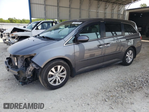 2014 Honda Odyssey EX-L with VIN 5FNRL5H60EB125478, listed as a Copart auction lot 59218355 with 165,928 mi miles and Salvage title. Bid and sale history available at DreamBid. Image 1.
