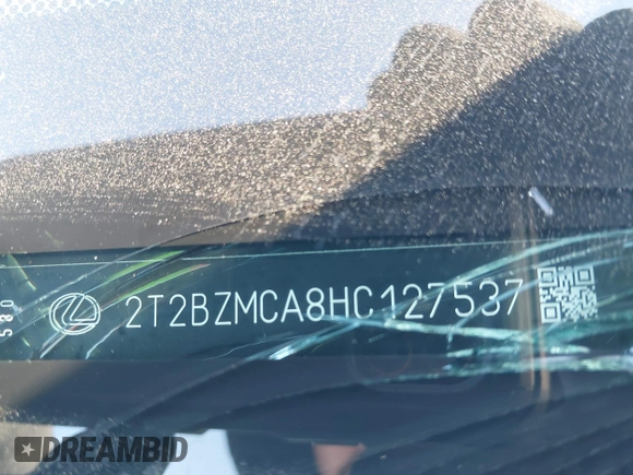 2017 Lexus RX with VIN 2T2BZMCA8HC127537, listed as a IAAI auction lot 41630259 with 37,033 mi miles. Bid and sale history available at carsss.com. Image 9.