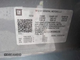 2018 Chevrolet Tahoe LS with VIN 1GNSCAEC2JR306131, listed as a IAAI auction lot 42338873 with 107,652 mi miles and . Bid and sale history available at DreamBid. Image 9.