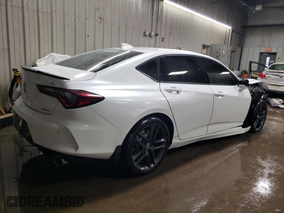 2025 Acura TLX w/A-Spec Package with VIN 19UUB6F5XSA000006, listed as a Copart auction lot 82973034 with 671 mi miles and Salvage Title. Bid and sale history available at DreamBid. Image 3.