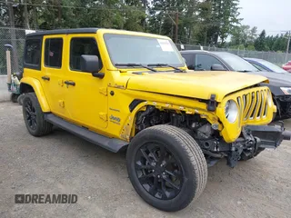 2021 Jeep Wrangler Unlimited Sahara with VIN 1C4JJXP68MW762483, listed as a IAAI auction lot 42625385 with 42,686 mi miles and . Bid and sale history available at DreamBid. Image 1.