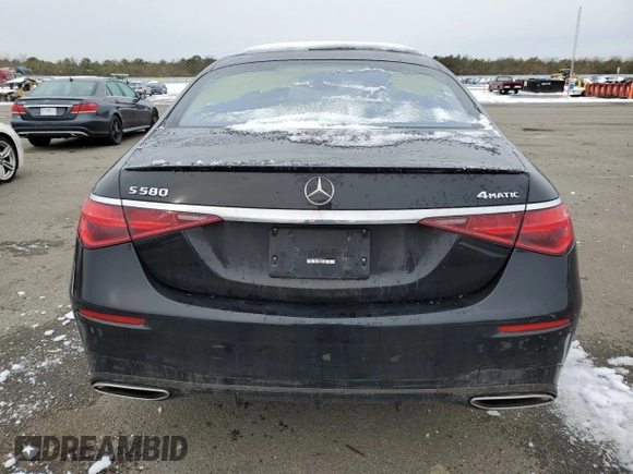 2023 Mercedes-Benz S-Class S 580 with VIN W1K6G7GB4PA222167, listed as a Copart auction lot 44016715 with 23,404 mi miles and Salvage Title. Bid and sale history available at carsss.com. Image 6.