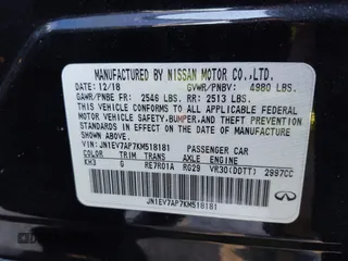2019 Infiniti Q50 3.0t LUXE with VIN JN1EV7AP7KM518181, listed as a IAAI auction lot 41355248 with 161,514 mi miles. Bid and sale history available at carsss.com. Image 9.