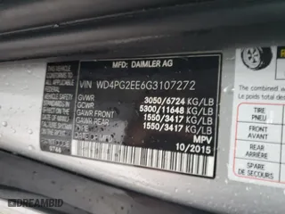 2016 Mercedes-Benz Metris Passenger Van with VIN WD4PG2EE6G3107272, listed as a Copart auction lot 48380485 with NaN miles and Salvage Title. Bid and sale history available at carsss.com. Image 13.
