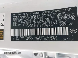 2023 Toyota Corolla Hatchback SE with VIN JTND4MBE0P3196869, listed as a IAAI auction lot 41824184 with 10,465 mi miles. Bid and sale history available at carsss.com. Image 9.