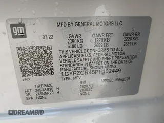 2023 Cadillac XT4 FWD Premium Luxury with VIN 1GYFZCR45PF102449, listed as a IAAI auction lot 41384602 with 17,434 mi miles and . Bid and sale history available at DreamBid. Image 9.