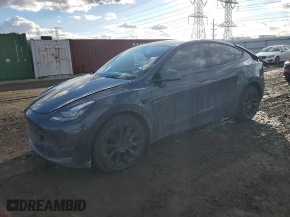 2022 Tesla Model Y Long Range with VIN 7SAYGDEE7NF386082, listed as a Copart auction lot 47191625 with 73,634 mi miles and Salvage Title. Bid and sale history available at carsss.com. Image 1.