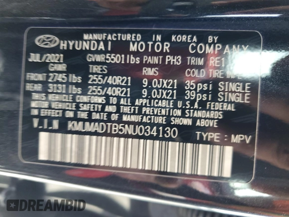 2022 Genesis GV70 2.5T with VIN KMUMADTB5NU034130, listed as a Copart auction lot 85629084 with 32,651 mi miles and Salvage Title. Bid and sale history available at DreamBid. Image 13.