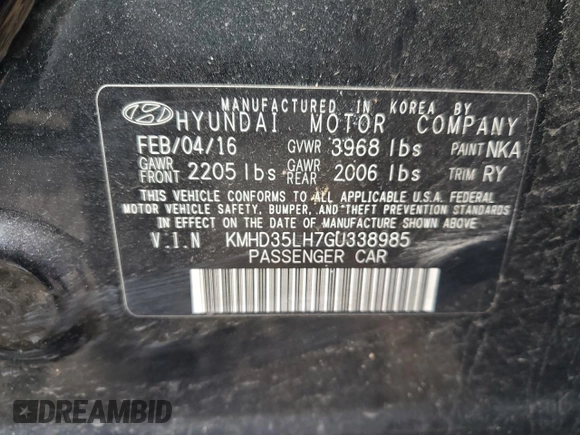 2016 Hyundai Elantra GT with VIN KMHD35LH7GU338985, listed as a Copart auction lot 52485685 with 85,691 mi miles and Salvage Title. Bid and sale history available at carsss.com. Image 12.