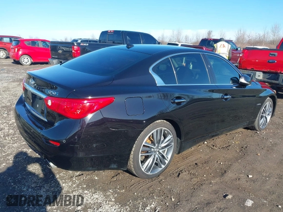 2014 Infiniti Q50 Premium with VIN JN1AV7AR7EM700161, listed as a IAAI auction lot 41973223 with 218,288 mi miles and . Bid and sale history available at carsss.com. Image 4.